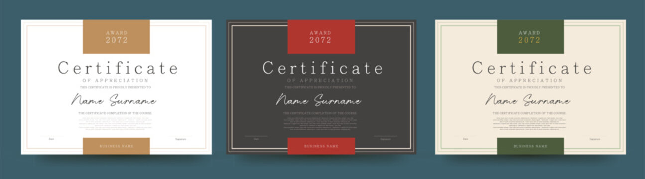 Elegant minimal certificate template with clean layout suitable for award appreciation completion or achievement in education or corporate use