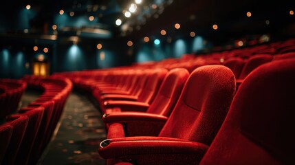 Empty movie theater seats awaiting audience cinema hall photography indoor captivating atmosphere