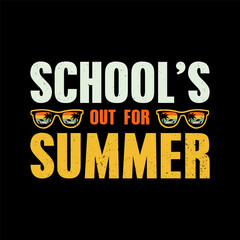 SCHOOL'S OUT FOR SUMMER  VINTAGE RETRO STYLE SUMMER SUNSET NATURE VECTOR SUMMER  T-SHIRT DESIGN.