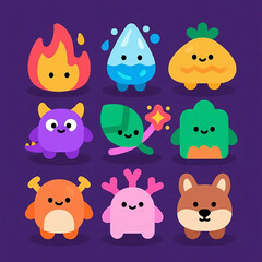 Cute Cartoon Emoji Characters with Various Expressions