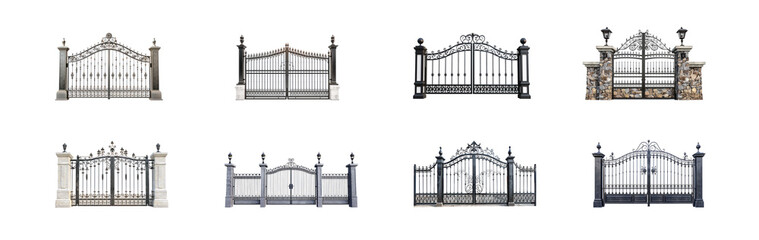 Collection of Gate isolate on transparency background