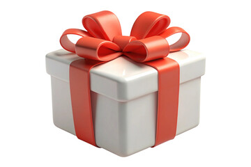 Obraz premium White gift box with red ribbon and bow isolated on transparent background
