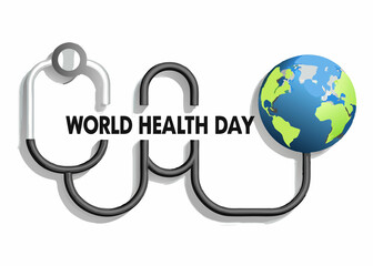 world health day concept text design world map