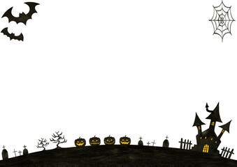 ハロウィン　かぼちゃ　フレーム　イラスト