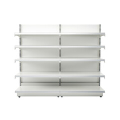Empty Supermarket shelve front view isolate on transparency background