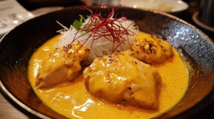 Chicken curry dish in bowl