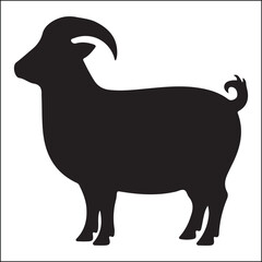 Silhouette Illustration of a Ram with Curved Horns and a Curly Tail