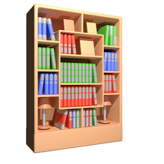Bookshelf 3D Illustration