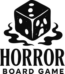Spooky Dice Horror Board Game Logo – Scary Gaming Icon with Ghostly Faces and Eerie Design