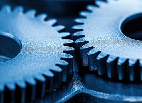 Close-up of two interacting gears