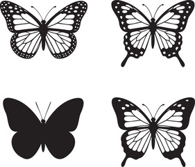 Obraz premium Set of Butterfly silhouette vector illustration isolated On Transparent Background