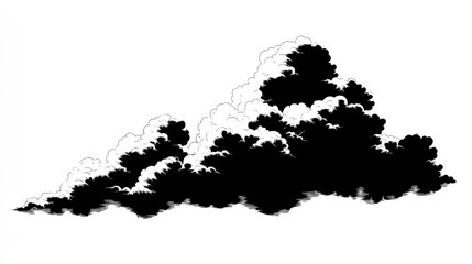 Minimalist Black Cloud Silhouette Icon Isolated on White Background Flat Design