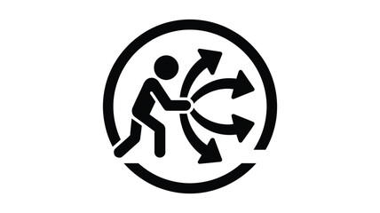 Decision making icon showing a person with multiple arrow choices