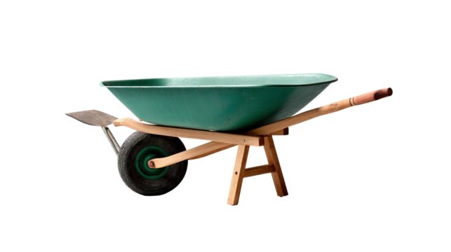 Wheelbarrow of Utility: A classic wheelbarrow stands as a symbol of labor and construction, exuding an aura of simplicity and practical functionality.