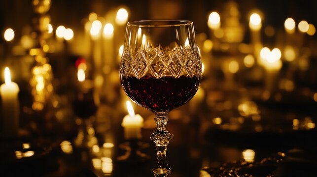 Wine glass and candles - Powered by Adobe