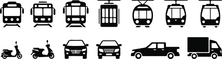 Transportation thin line icons. Editable stroke. Pixel perfect.