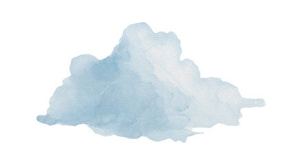 Light blue watercolor cloud shape isolated on white background