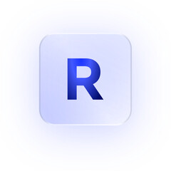 Glassmorphism Icon Alphabet R Letter R Character Typography Capital Text Symbol UI UX School ABC Font Learning Design Soft Drop Shadow