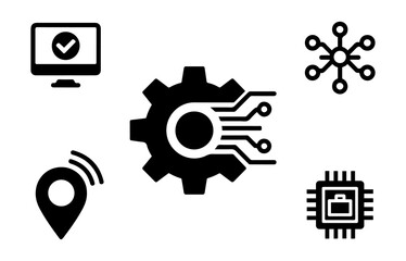 Technology and Network Icons Set –Technology and Network Icon Silhouettes.