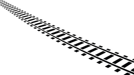 Black and White Railroad Tracks Disappearing into the Distance Illustration