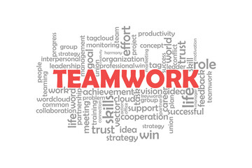 word cloud template Design on white background .Concept of Teamwork.