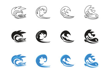 Tide wave water logo icon element set