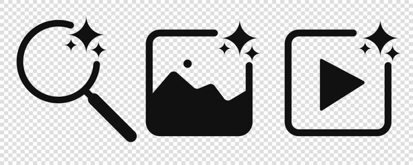AI icon set. seach, image and Video artificial intelligence.