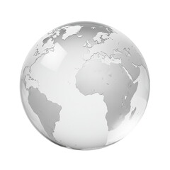 Fototapeta premium A glossy, reflective globe showcasing continents, with a clean background suitable for educational purposes