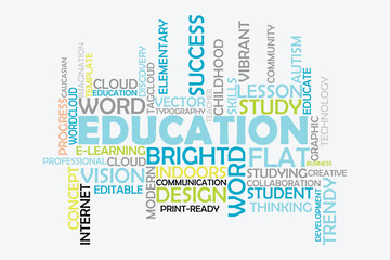 word cloud template Design on white background .Concept of education.
