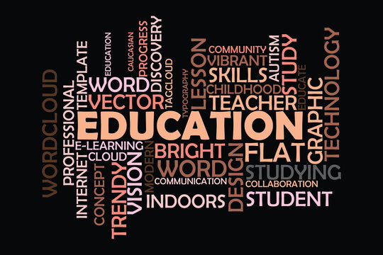 word cloud template Design on black background .Concept of education.