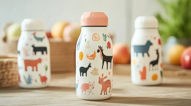 Colorful animal print insulated water bottles
