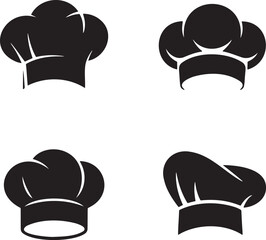 Set of Chef Hat silhouette vector illustration isolated On Transparent Background 