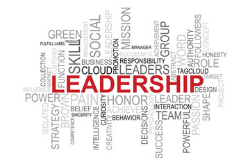 word cloud template Design on white background .Concept of leadership.