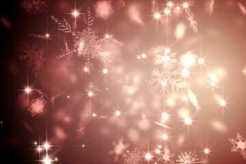 Snowflake design shimmering on red