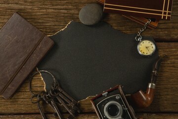 Paper piece with tools on table