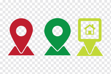 Set of location pin icons. Location pin place map marker. Location icons. Vector icon isolated on white background. Eps 10
