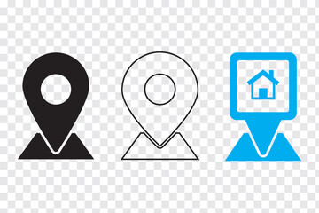 Set of location pin icons. Location pin place map marker. Location icons. Vector icon isolated on white background. Eps 10