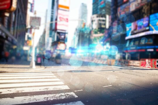 Fototapeta Blurry new york street with copy space