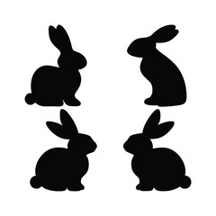 Rabbit silhouette, cuter rabbit silhouette, rabbit silhouette set