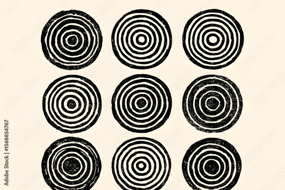 Poster geometric circular pattern: a striking array of concentric circles forming a mesmerizing pattern, pe