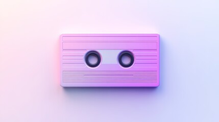 Fototapeta premium Minimalist retro cassette tape icon with soft gradient, perfect for music app interfaces and nostalgic branding.