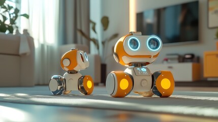 A futuristic concept of home devices producing 3D-printed toys for kids.