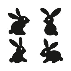 Rabbit silhouette, cuter rabbit silhouette, rabbit silhouette set