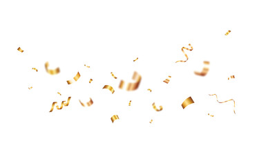 Bursting shiny gold confetti and award ribbon, celebrations and holiday design element