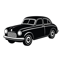 Obraz premium Vintage Charm An Iconic Black and White Car Illustration Evoking Nostalgia and Automotive History