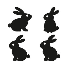 Rabbit silhouette, cuter rabbit silhouette, rabbit silhouette set