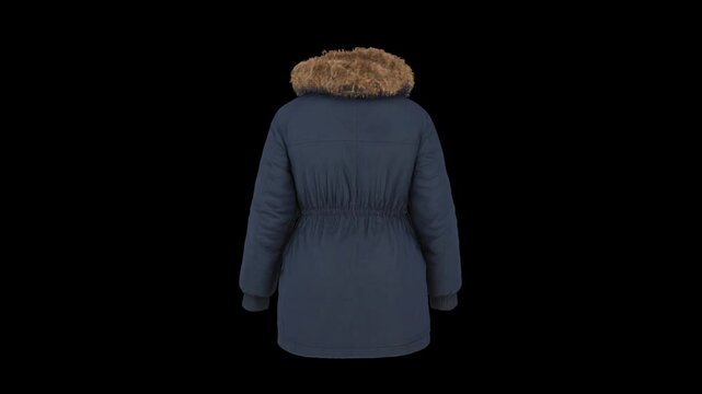 winter warmth jacket template for women with front and back look in transparent background  