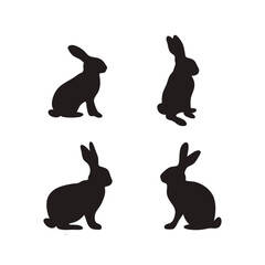 Rabbit silhouette, cuter rabbit silhouette, rabbit silhouette set
