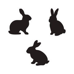 Rabbit silhouette, cuter rabbit silhouette, rabbit silhouette set