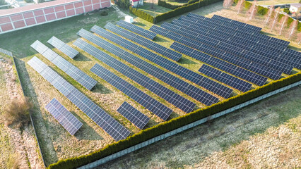 Clean energy solution with solar panels in open land
